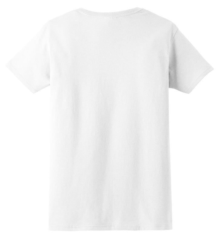 Rear View of White Gildan Women's Ultra Cotton 100% US Cotton T-Shirt. 2000L