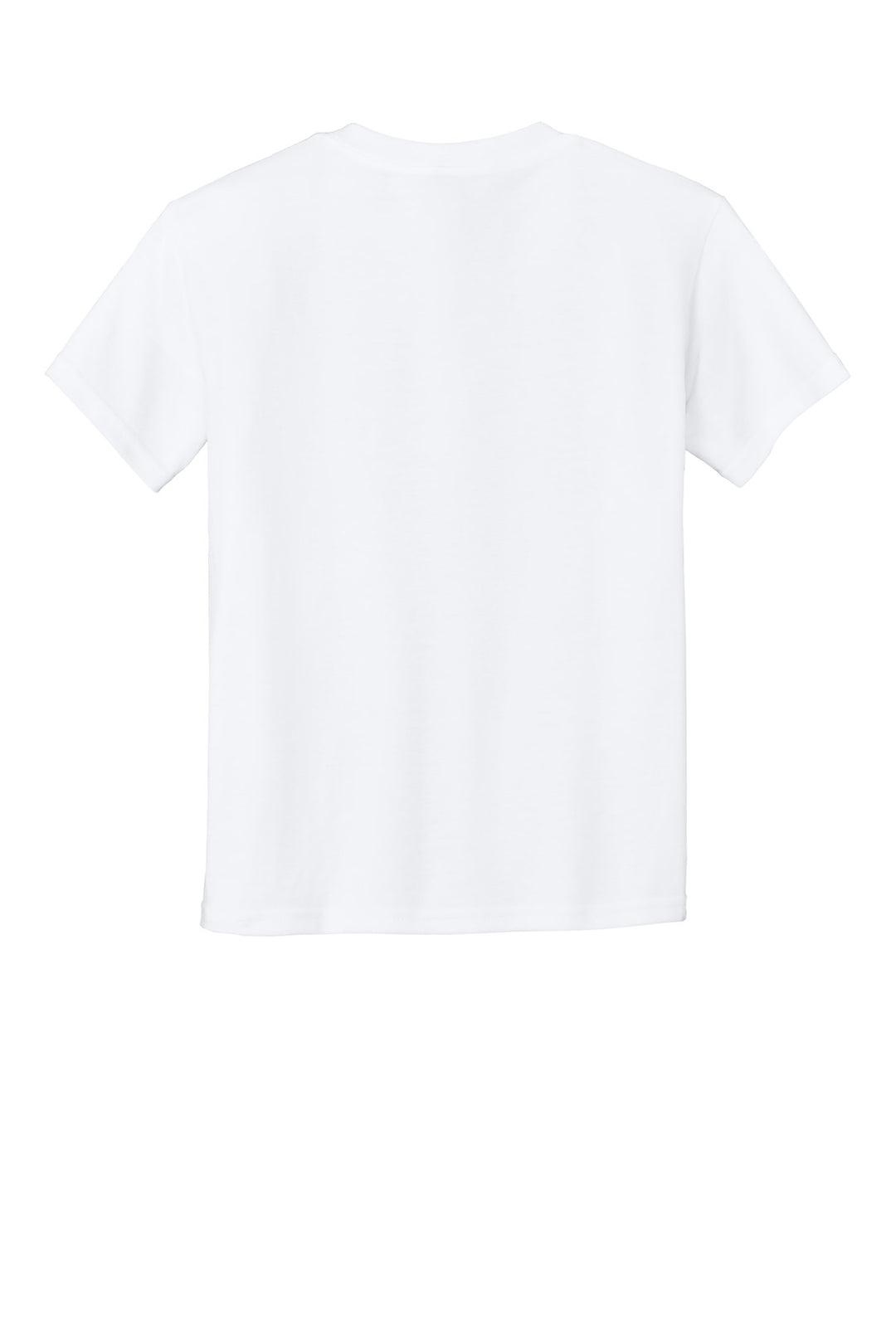 Rear View of White Gildan Youth DryBlend 50 Cotton/50 Poly T-Shirt. 8000B