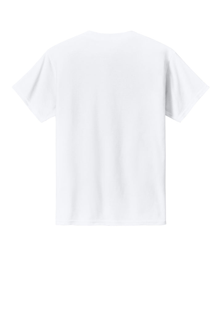 Rear View of White Gildan Youth Light Cotton Tee 3000B