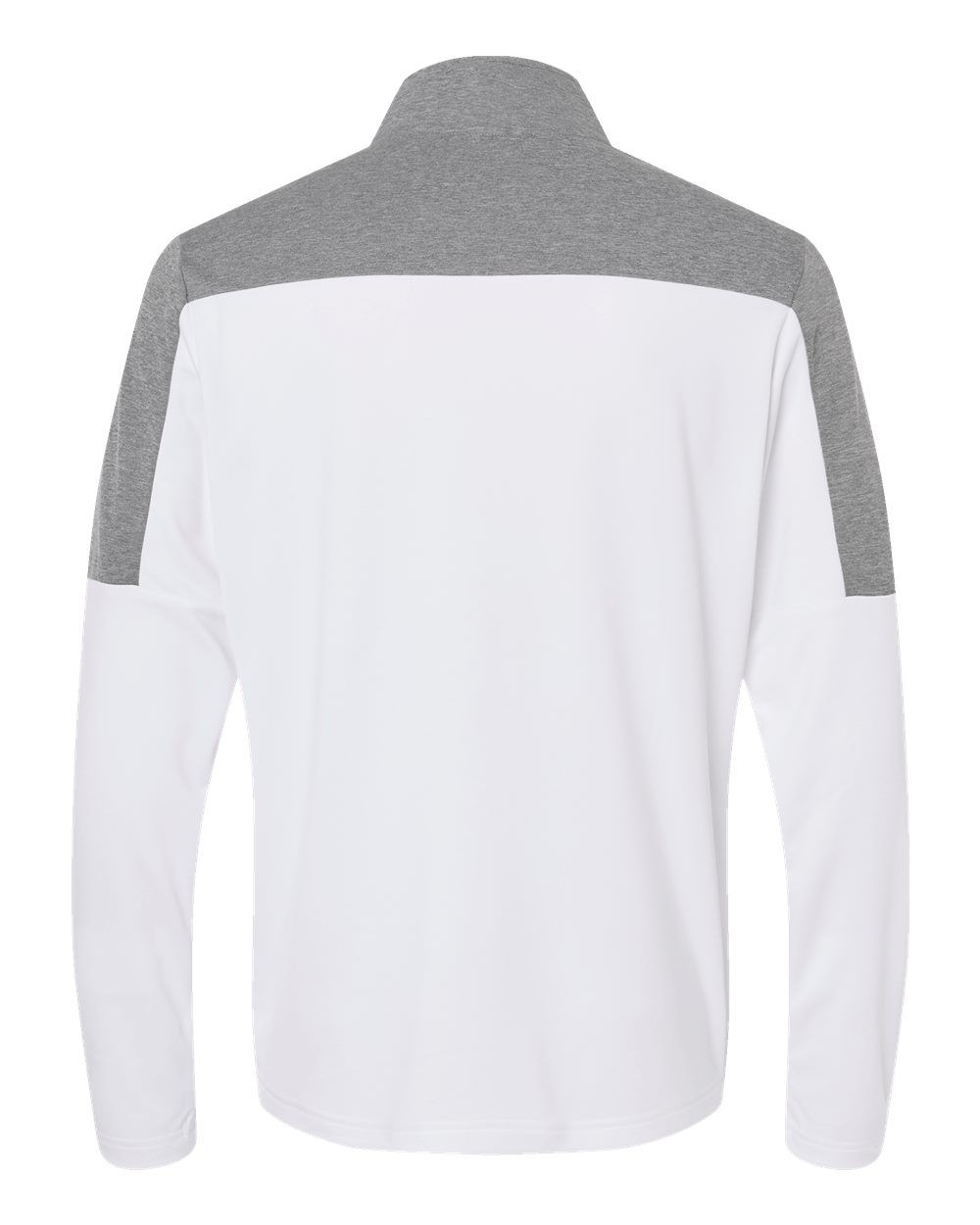 Rear View of White/ Grey Three Melange Lightweight Quarter-Zip Pullover - A552