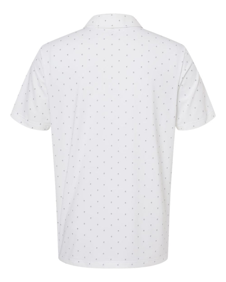 Rear View of White/ Grey Three Pine Tree Polo - A574