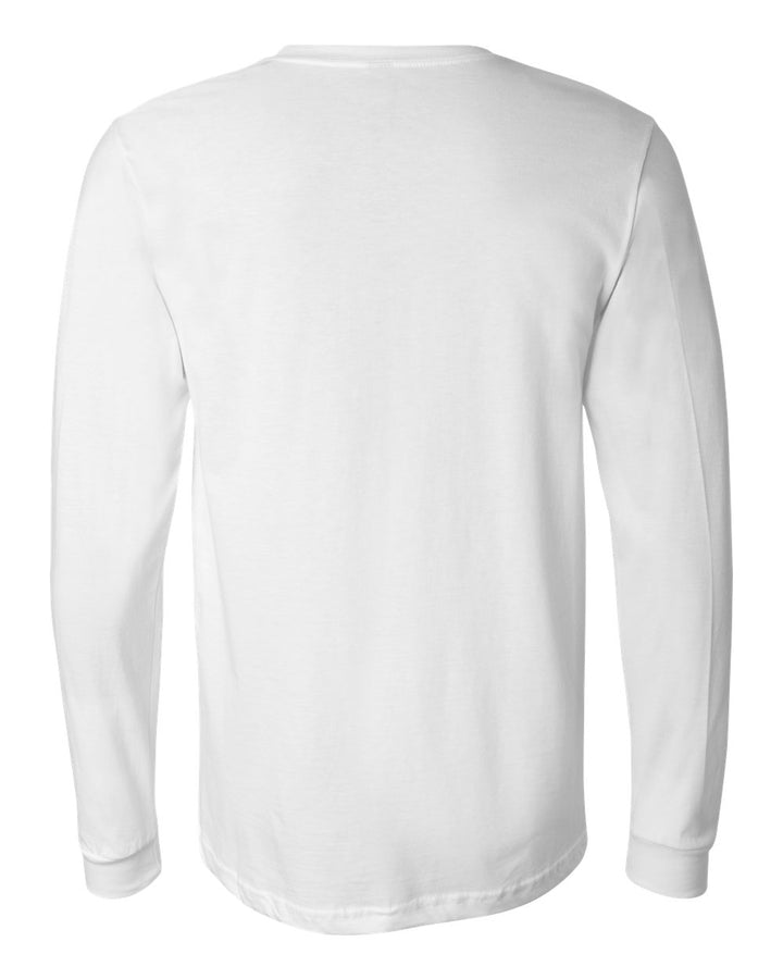Rear View of White Jersey Long Sleeve Tee - 3501