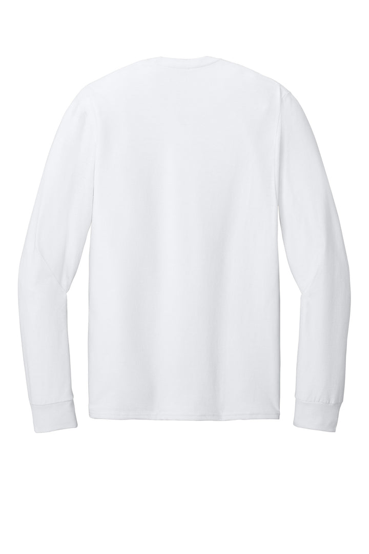 Rear View of White Jerzees Classics Unisex Cotton Long Sleeve T-Shirt 363L