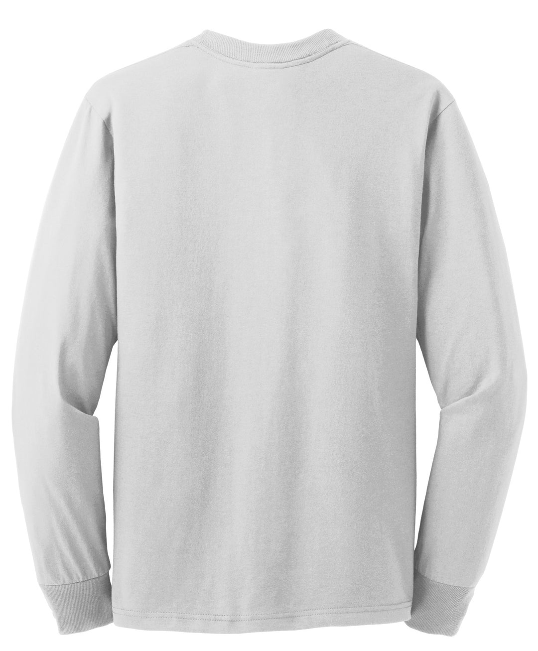 Rear View of White Jerzees - Dri-Power 50/50 Cotton/Poly Long Sleeve T-Shirt. 29LS