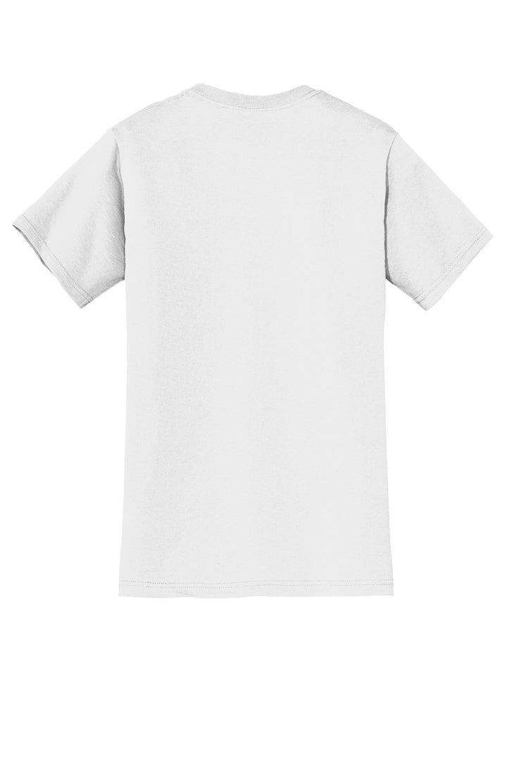 Rear View of White Jerzees - Dri-Power 50/50 Cotton/Poly Pocket T-Shirt. 29MP
