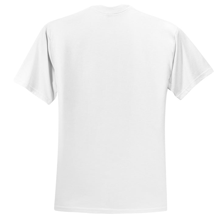 Rear View of White Jerzees - Dri-Power 50/50 Cotton/Poly T-Shirt. 29M