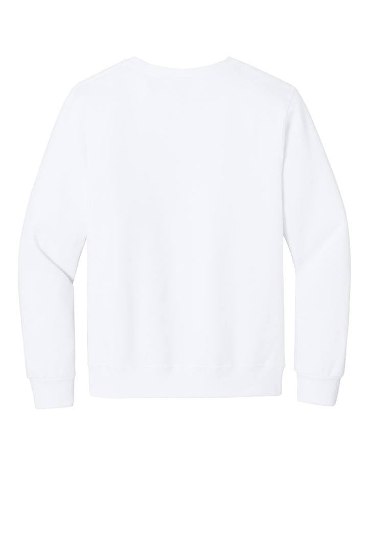 Rear View of White Jerzees Eco Premium Blend Crewneck Sweatshirt 701M