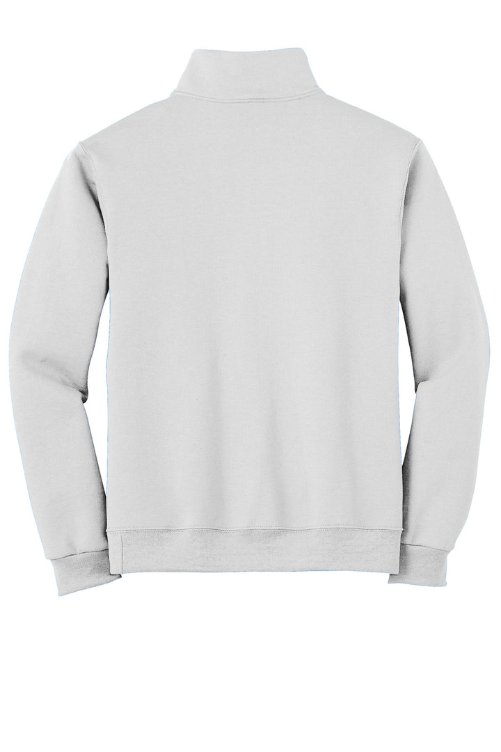 Rear View of White Jerzees - NuBlend 1/4-Zip Cadet Collar Sweatshirt. 995M