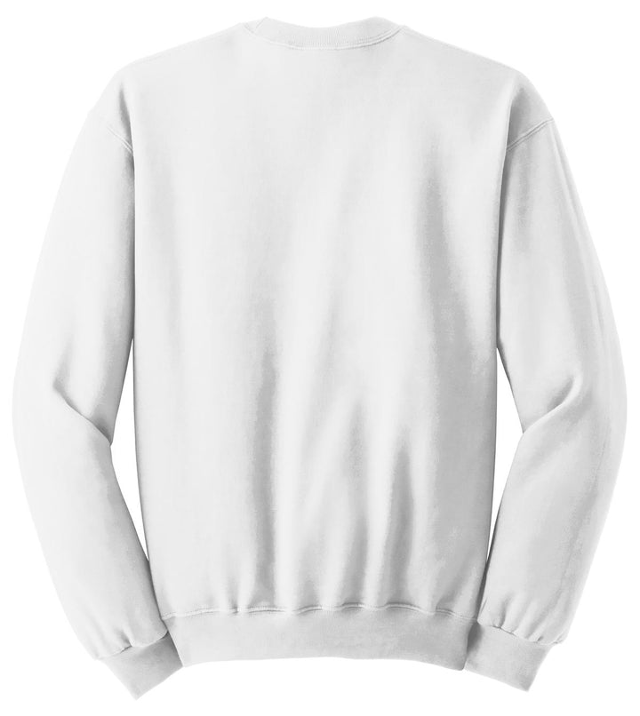 Rear View of White Jerzees - NuBlend Crewneck Sweatshirt. 562M