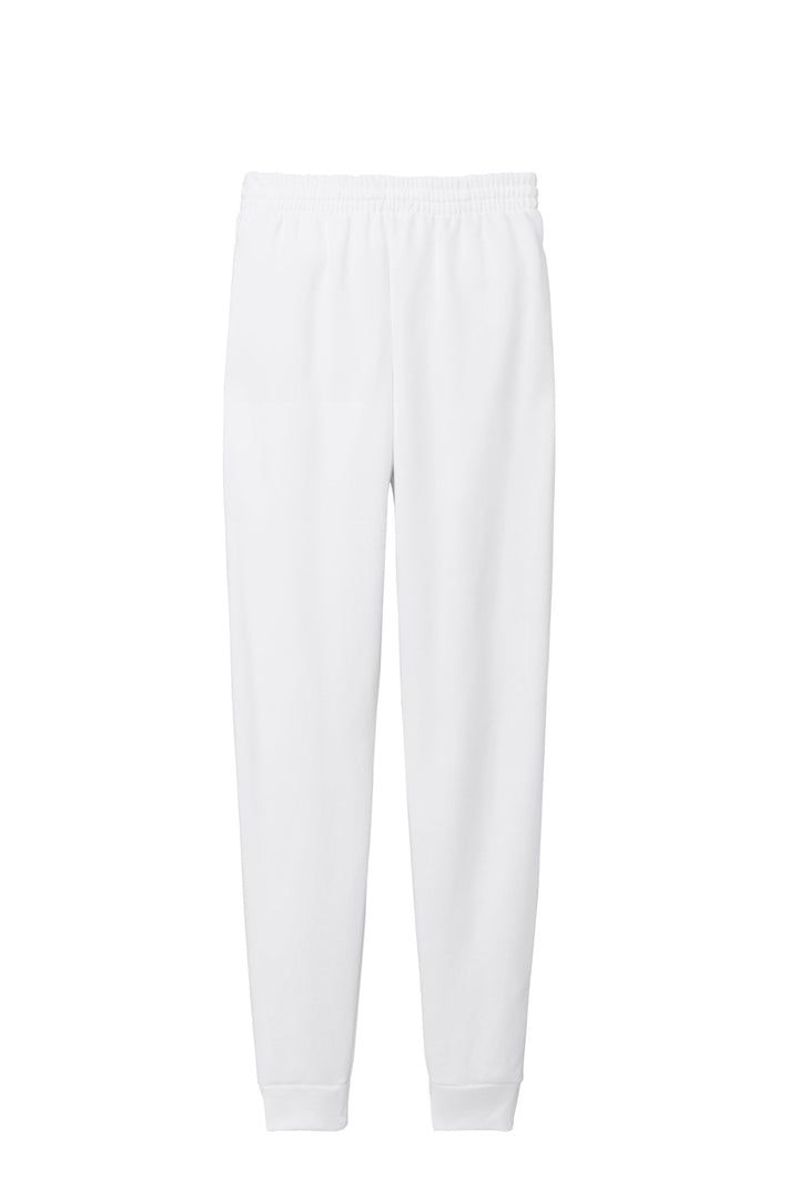 Rear View of White Jerzees NuBlend Fleece Jogger 975MP