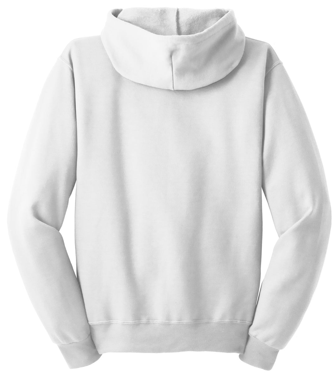 Rear View of White Jerzees - NuBlend Full-Zip Hooded Sweatshirt. 993M