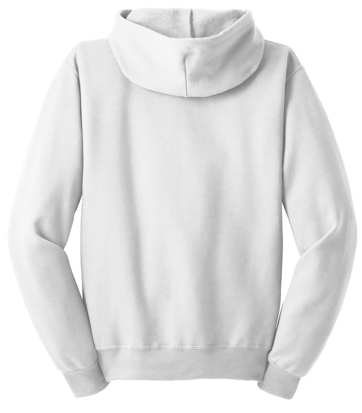 Rear View of White Jerzees - NuBlend Full-Zip Hooded Sweatshirt. 993M