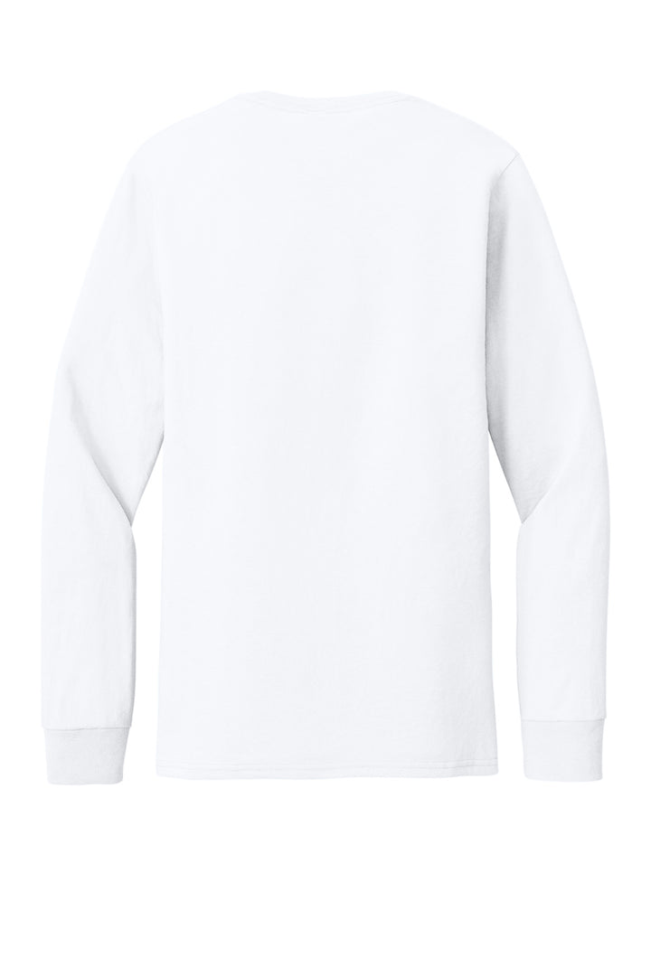 Rear View of White Jerzees Premium Blend Ring Spun Long Sleeve T-Shirt 560LS