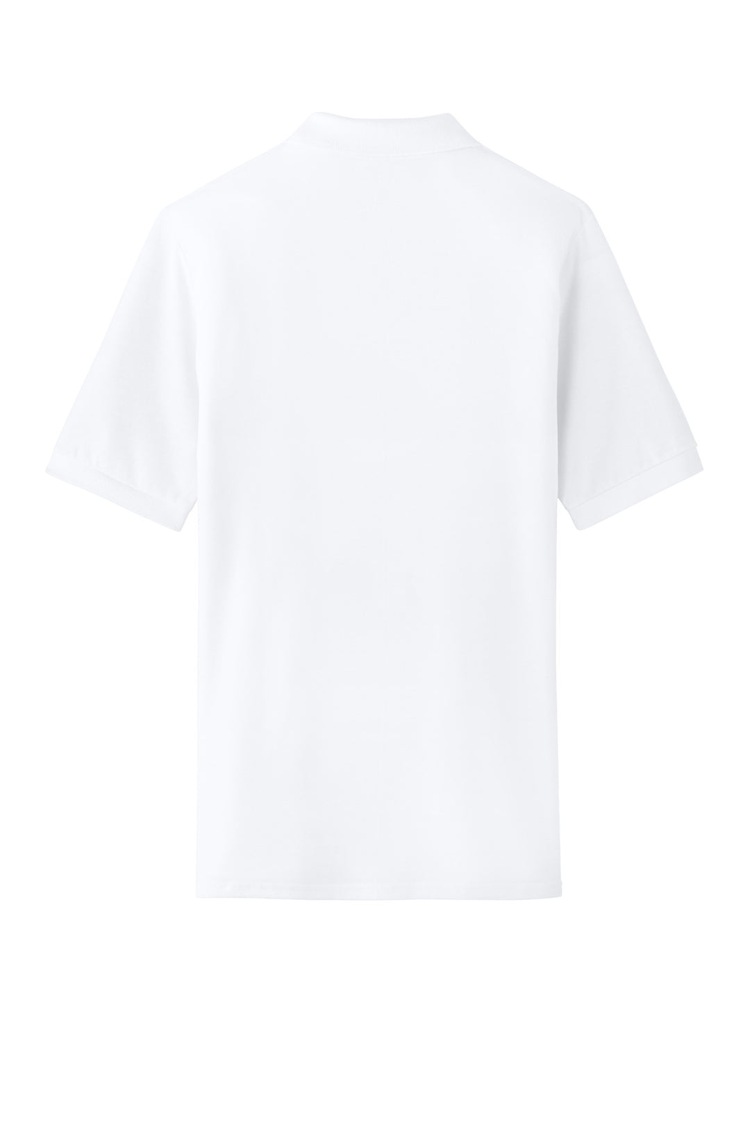 Rear View of White Jerzees Unisex Premium Ring Spun Cotton Pique Sport Shirt 443M