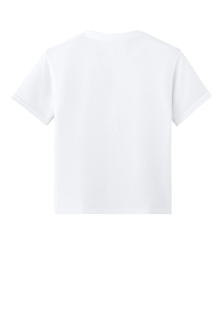 Rear View of White Jerzees Youth Dri-Power 100% Polyester Tee 21B