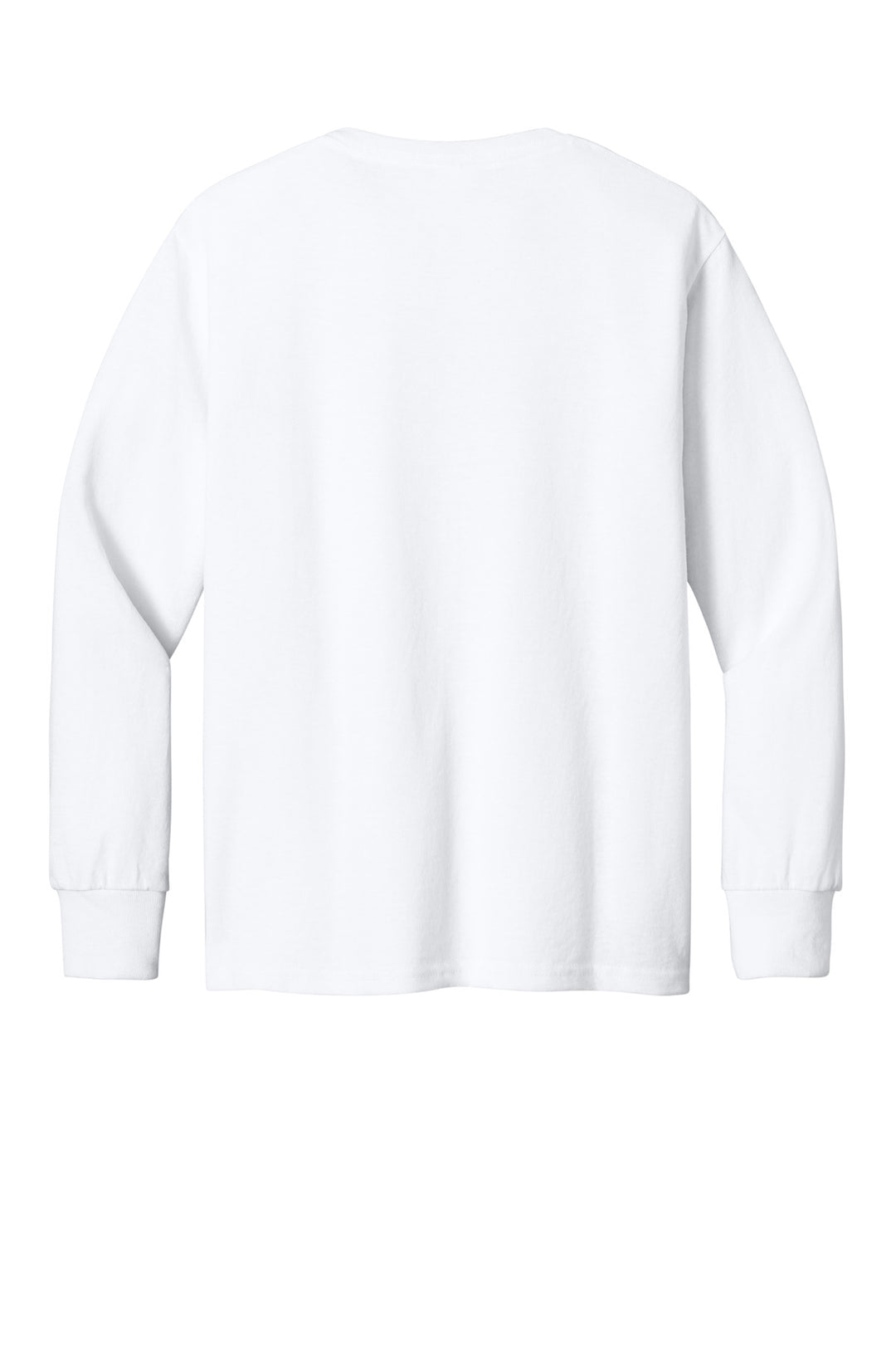 Rear View of White Jerzees Youth Dri-Power 50/50 Cotton/Poly Long Sleeve 29BL