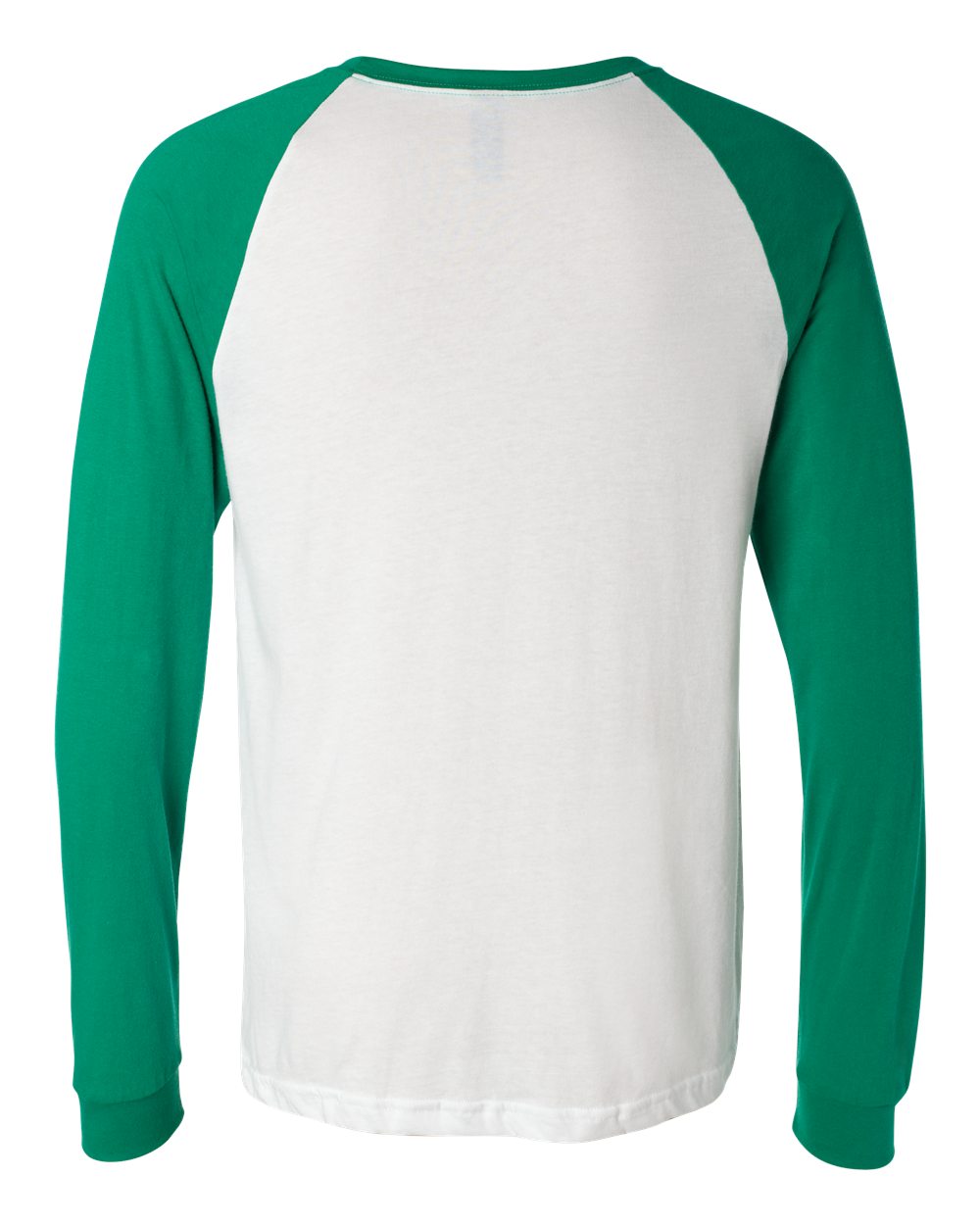 Rear View of White/ Kelly Long Sleeve Jersey Baseball Tee - 3000