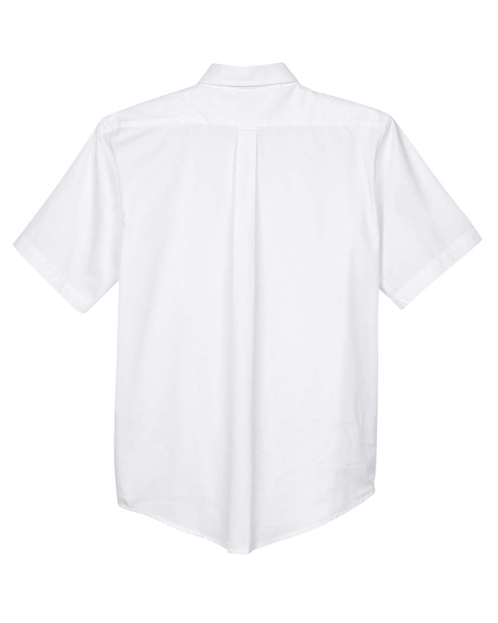 Rear View of White Men's Optimum Short Sleeve Twill Dress Shirt - 88194