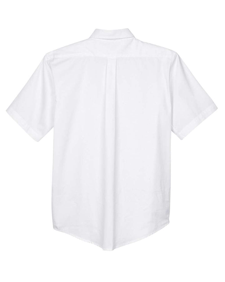 Rear View of White Men's Optimum Short Sleeve Twill Dress Shirt - 88194