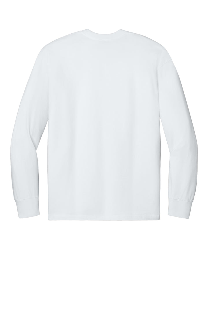 Rear View of White Next Level Apparel Heavyweight Long Sleeve Tee NL7211