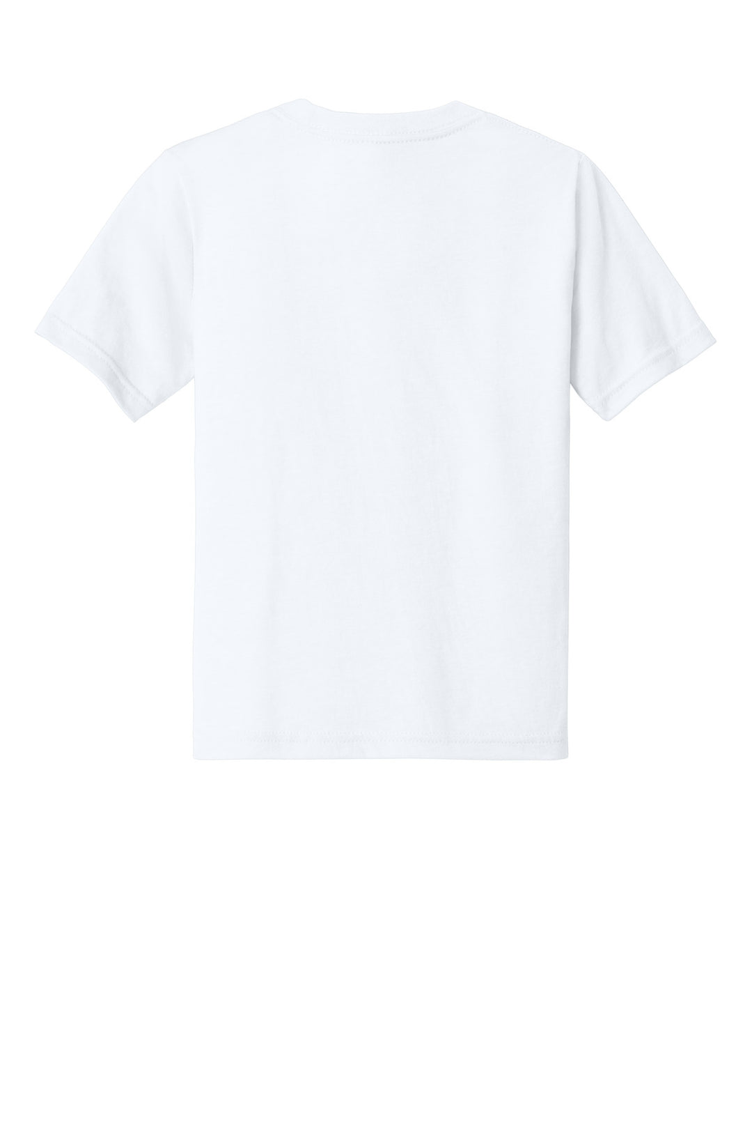 Rear View of White Next Level Apparel Youth CVC Tee NL3312