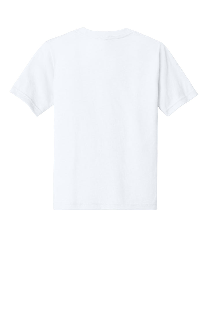 Rear View of White Next Level Apparel Youth CVC Tee NL3312