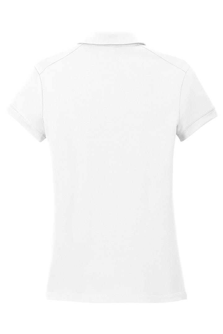 Rear View of White Nike Women's Dri-FIT Solid Icon Pique Modern Fit Polo. 746100