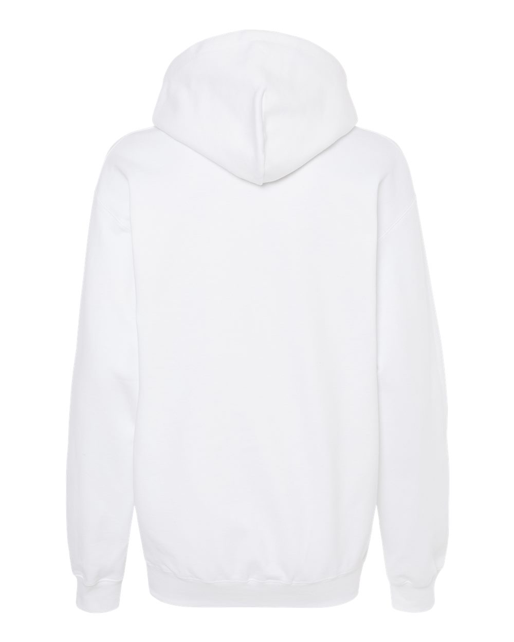 Rear View of White Softstyle® Midweight Hooded Sweatshirt - SF500