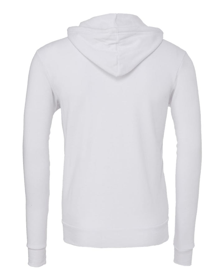 Rear View of White Sponge Fleece Full-Zip Hoodie - 3739