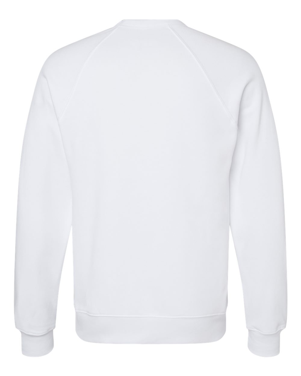 Rear View of White Sponge Fleece Raglan Crewneck Sweatshirt - 3901