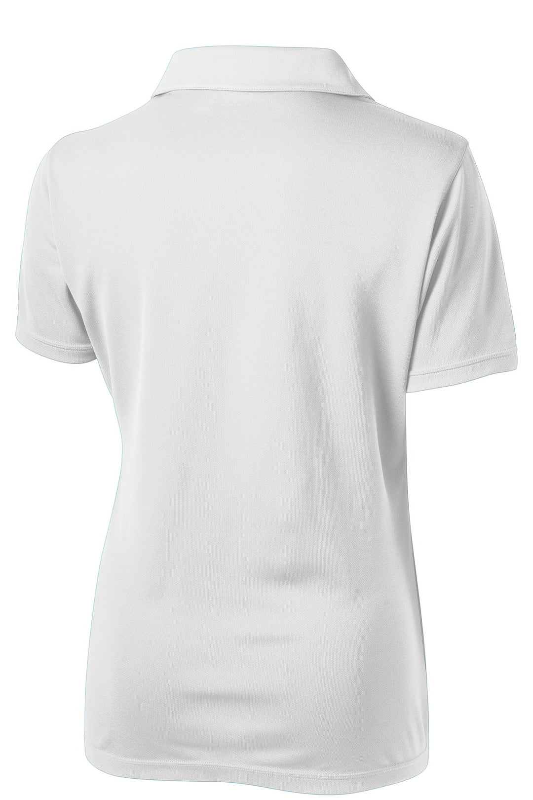 Rear View of White Sport-Tek Women's PosiCharge Micro-Mesh Polo. LST680