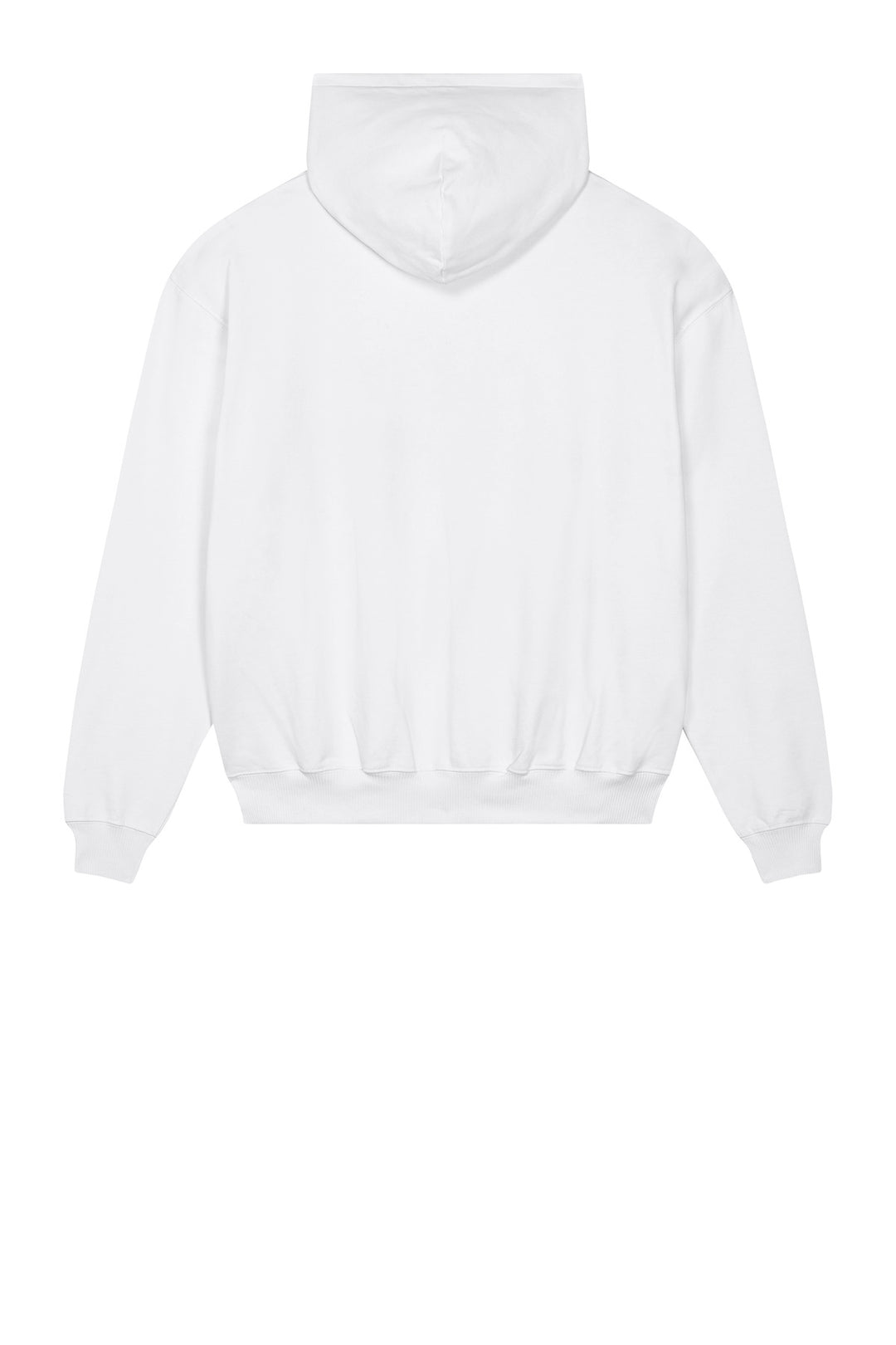 Rear View of White Stanley/Stella Unisex Cooper Dry Hooded Sweatshirt SXU028