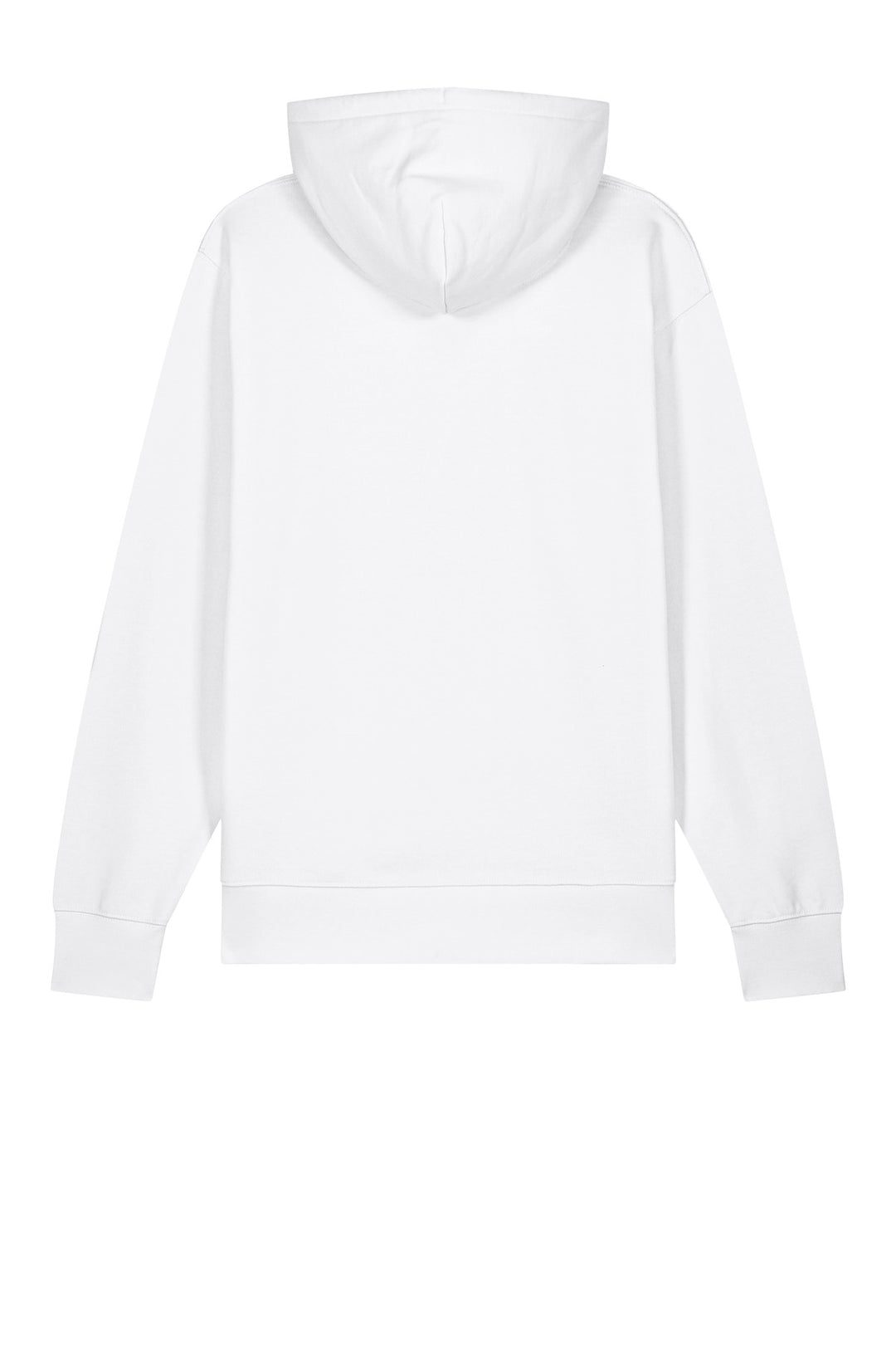 Rear View of White Stanley/Stella Unisex Cruiser 2.0 Hooded Sweatshirt SXU003