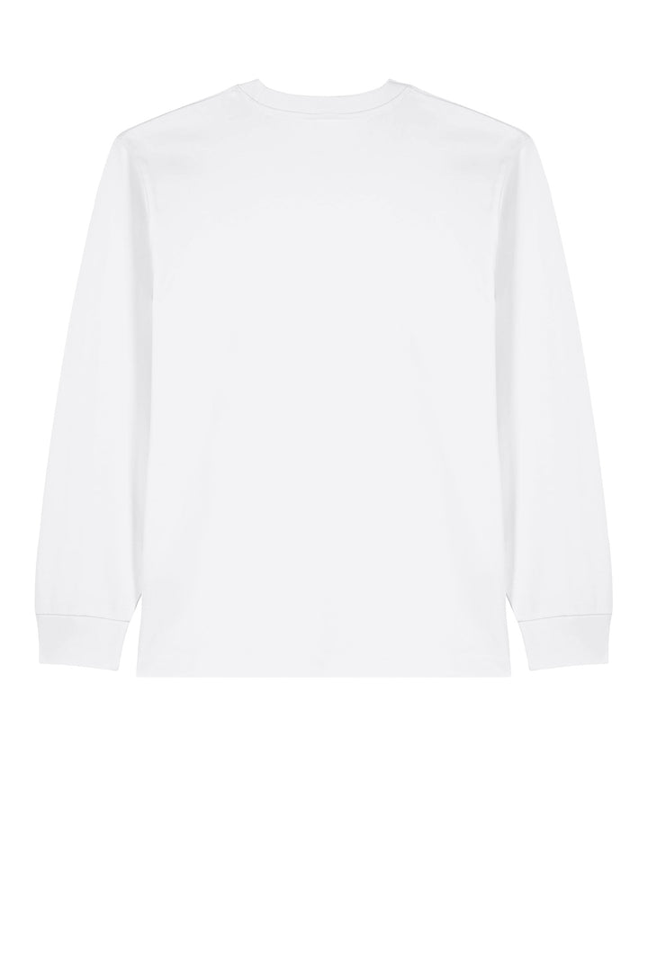 Rear View of White Stanley/Stella Unisex Freestyler Heavyweight Long Sleeve Tee SXU023