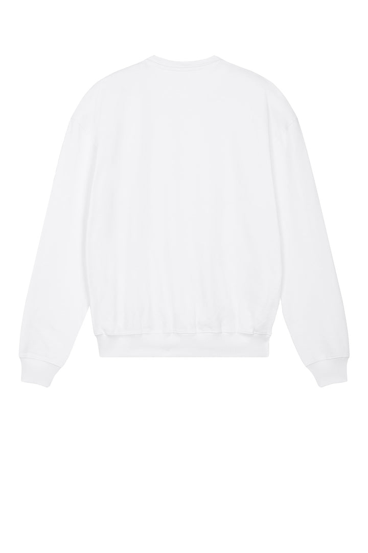 Rear View of White Stanley/Stella Unisex Ledger Dry Crewneck Sweatshirt SXU029