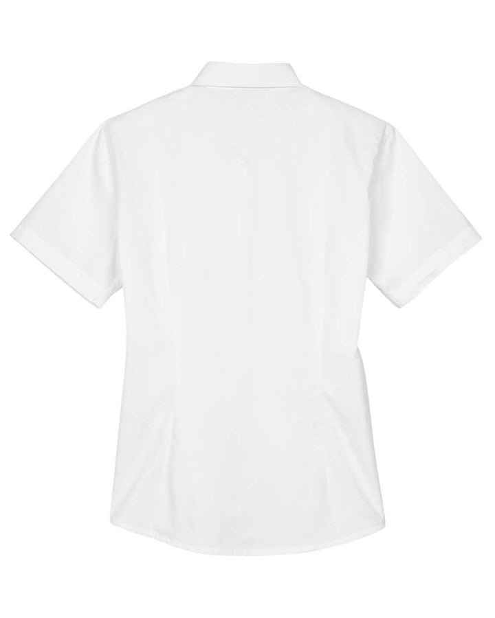 Rear View of White Women's Optimum Short Sleeve Twill Shirt - 78194