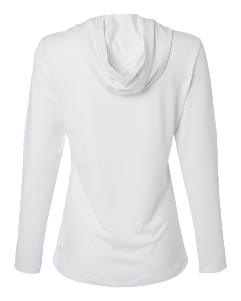 Rear View of White Women's Performance Hooded Pullover - A1003