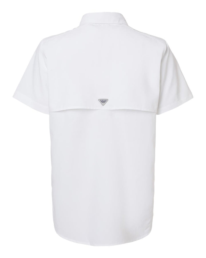 Rear View of White Women's PFG Bahama™ Short Sleeve Shirt - 212473
