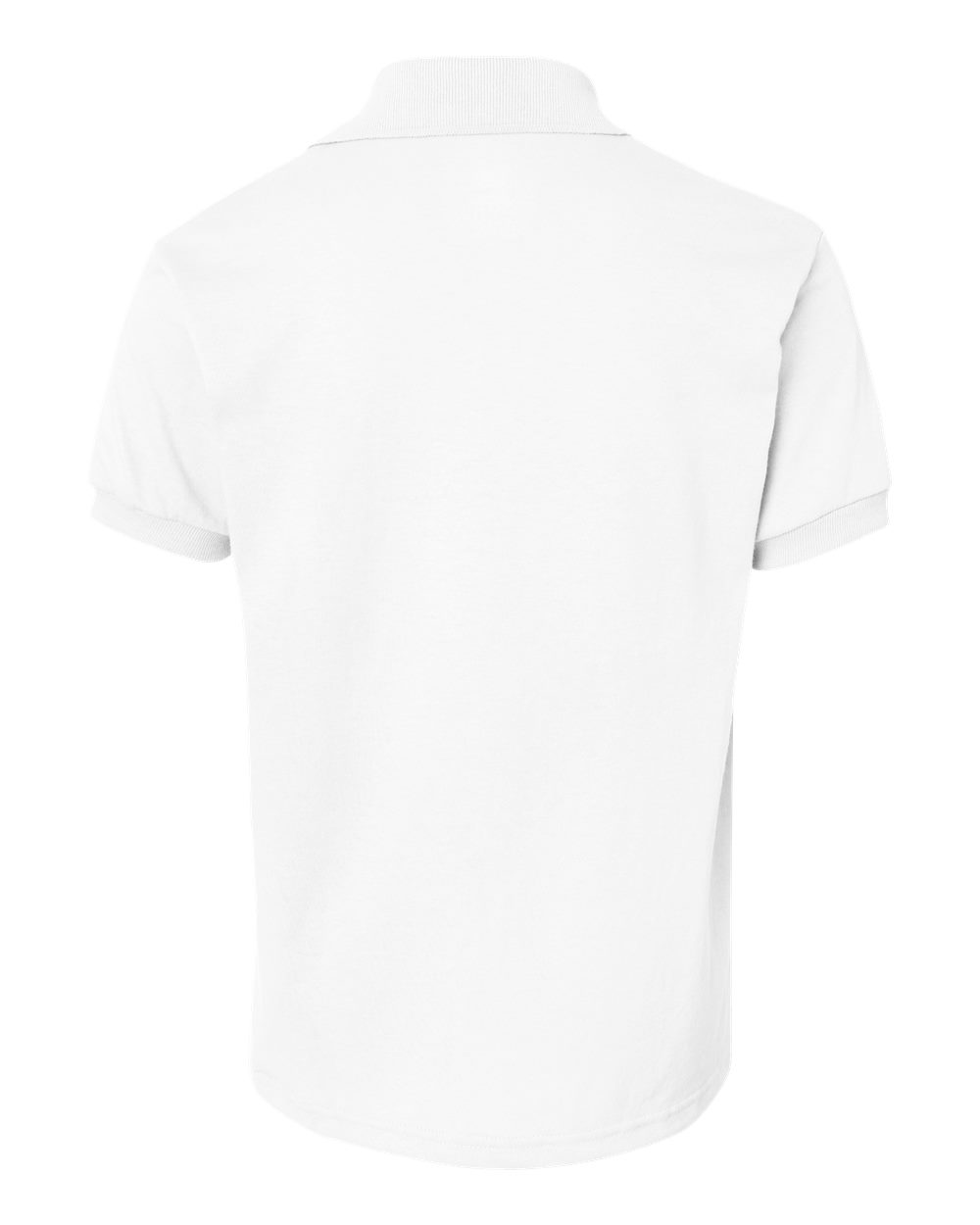 Rear View of White Youth Ecosmart® Jersey Polo - 054Y