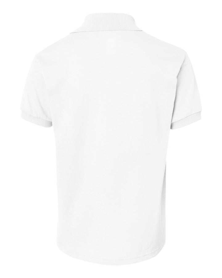 Rear View of White Youth Ecosmart® Jersey Polo - 054Y