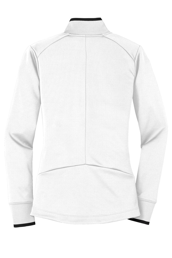 Rear View of White/Black Nike Women's Dri-FIT 1/2-Zip Cover-Up. 578674