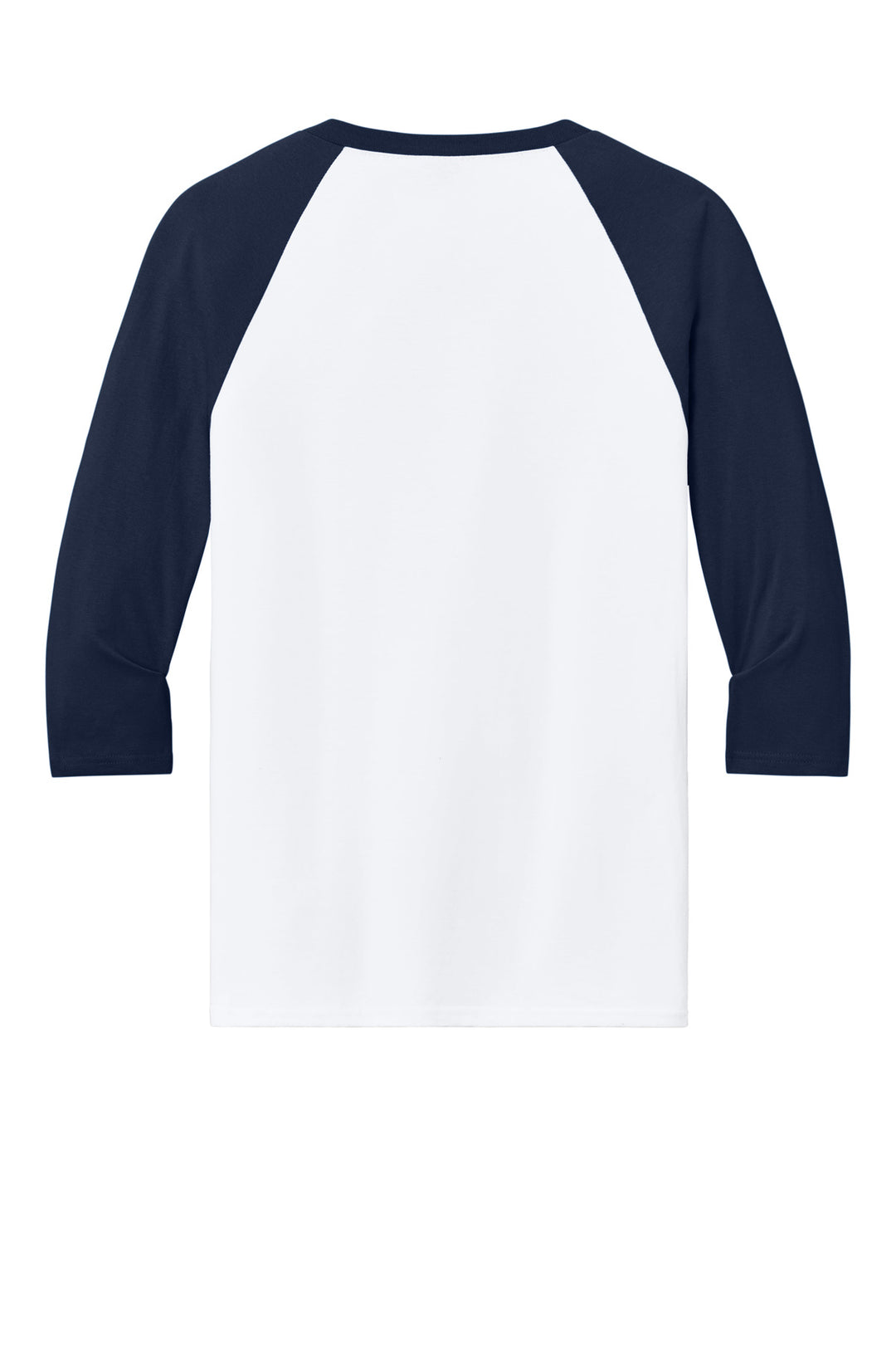Rear View of White/Navy Gildan Heavy Cotton 3/4-Sleeve Raglan T-Shirt. 5700