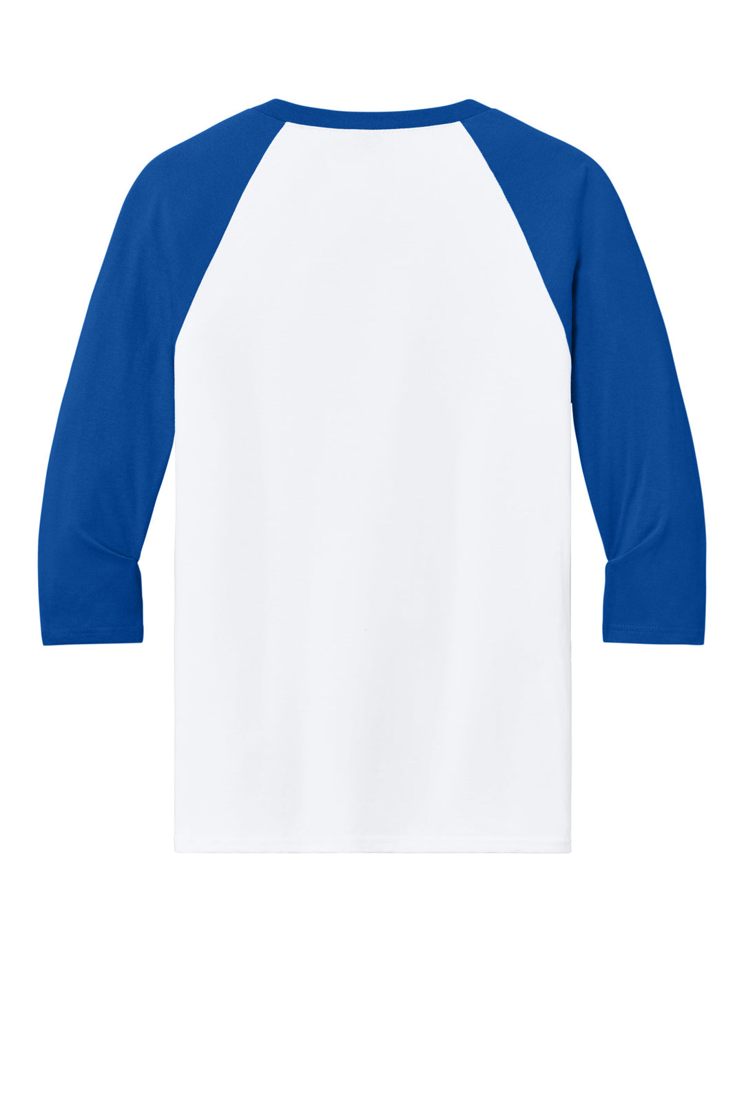Rear View of White/Royal Gildan Heavy Cotton 3/4-Sleeve Raglan T-Shirt. 5700