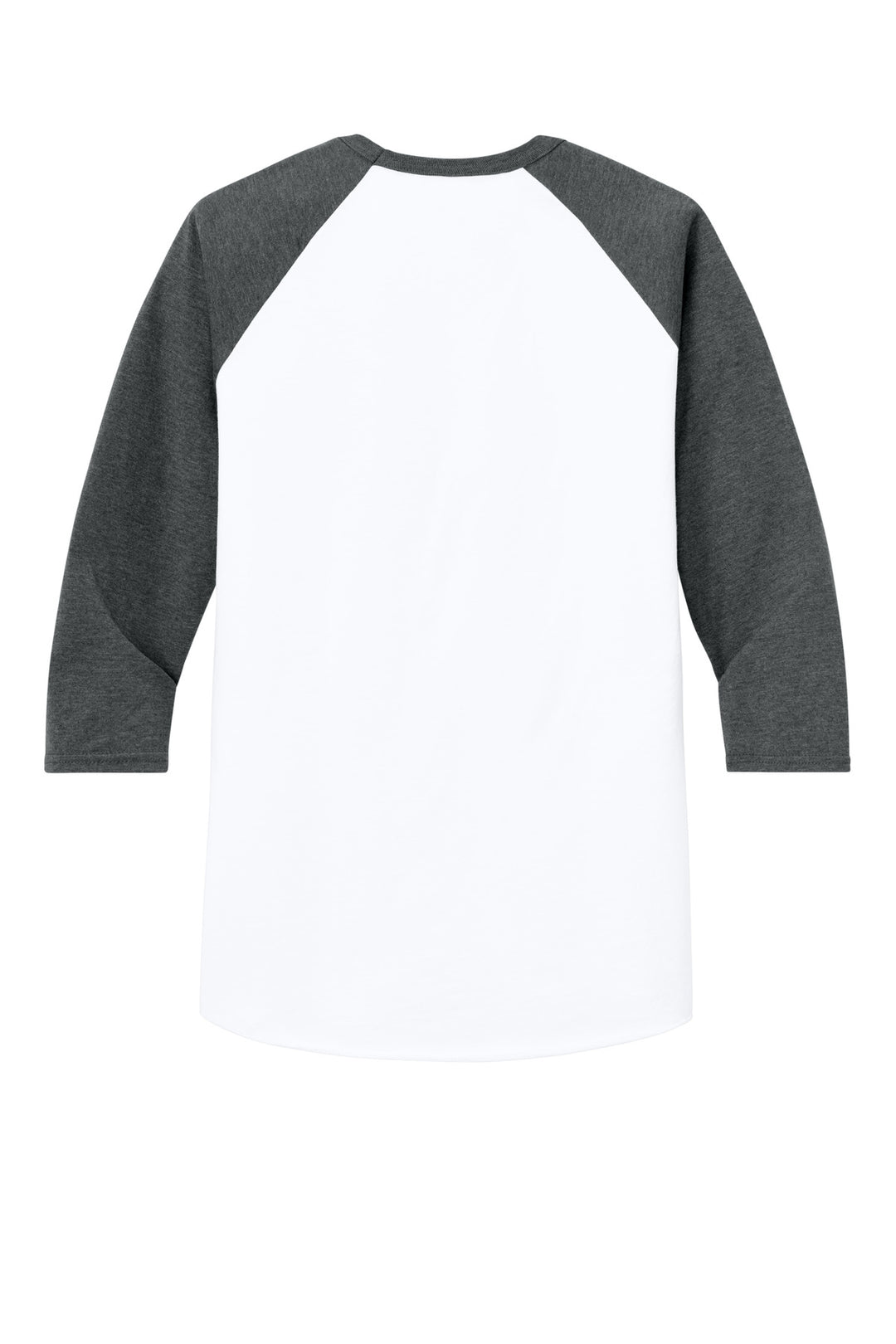 Rear View of Wht/ChrHtr Jerzees Unisex Premium Blend Combed Ring Spun 3/4-Sleeve Raglan 560R