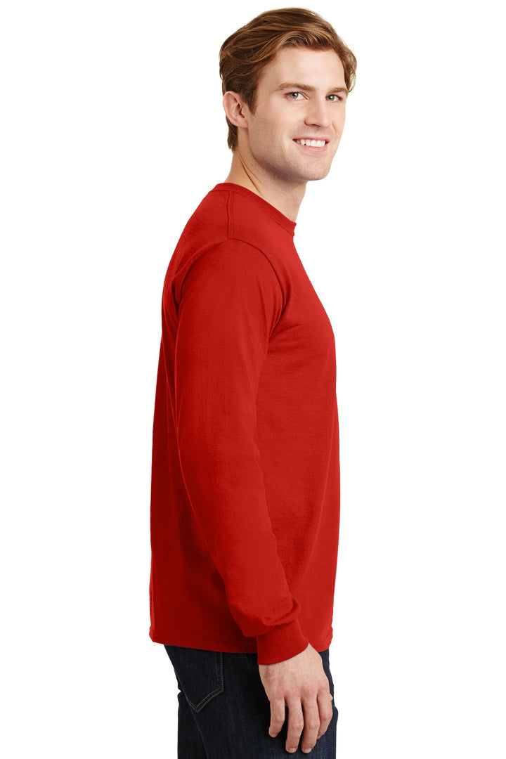 Red Gildan - DryBlend 50 Cotton/50 Poly Long Sleeve T-Shirt. 8400