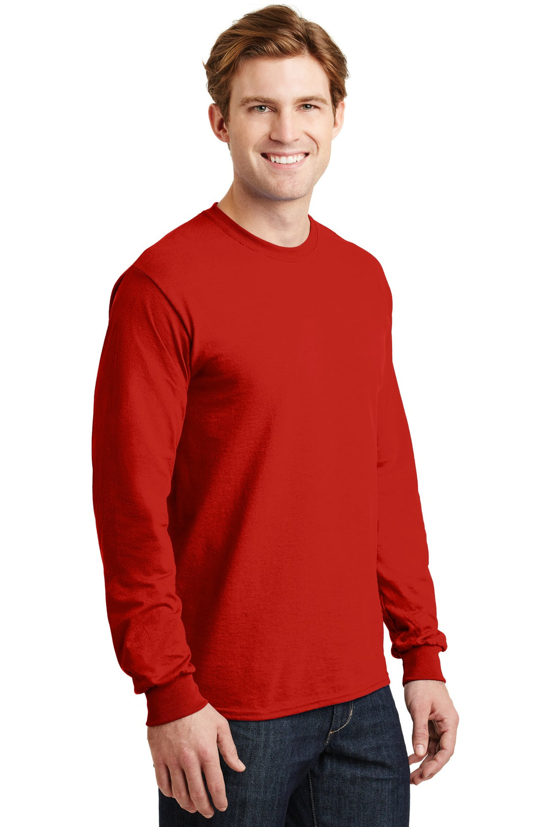 Red Gildan - DryBlend 50 Cotton/50 Poly Long Sleeve T-Shirt. 8400
