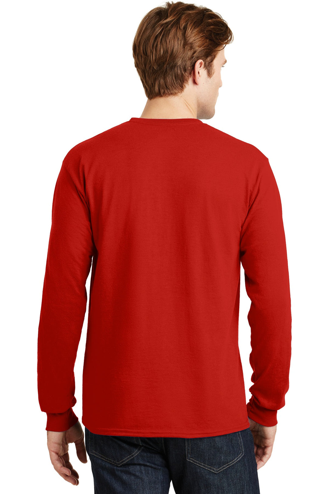 Red Gildan - DryBlend 50 Cotton/50 Poly Long Sleeve T-Shirt. 8400