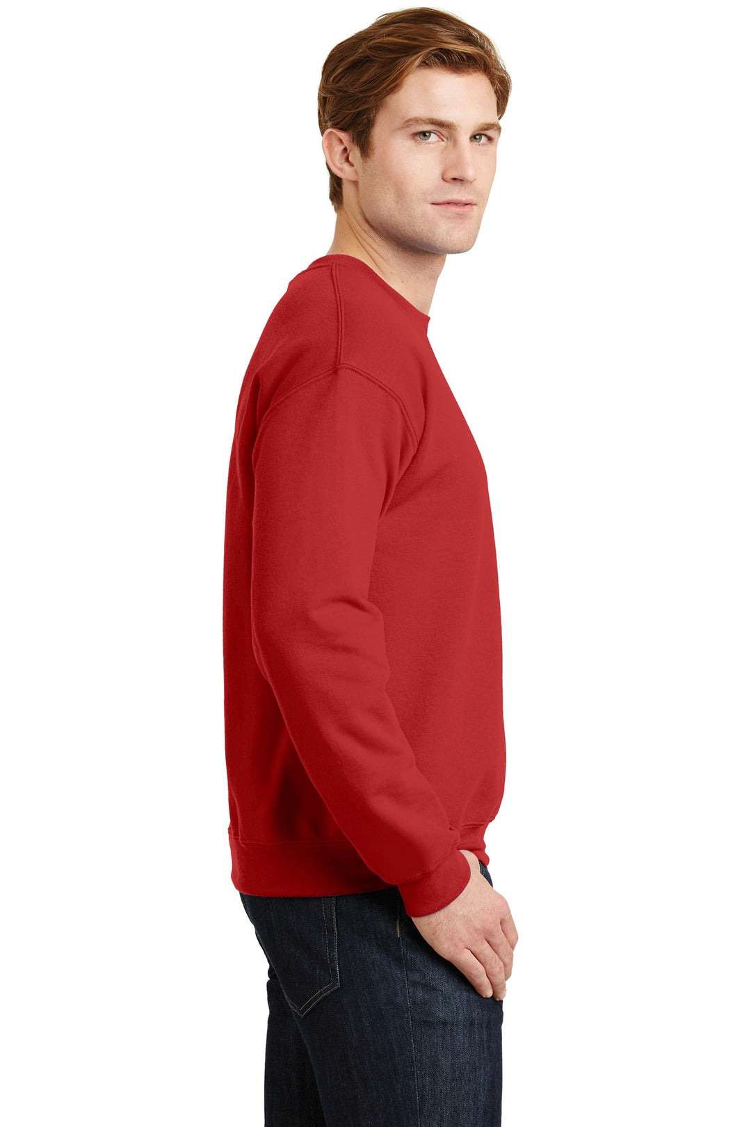 Red Gildan Heavy Blend Crewneck Sweatshirt. 18000