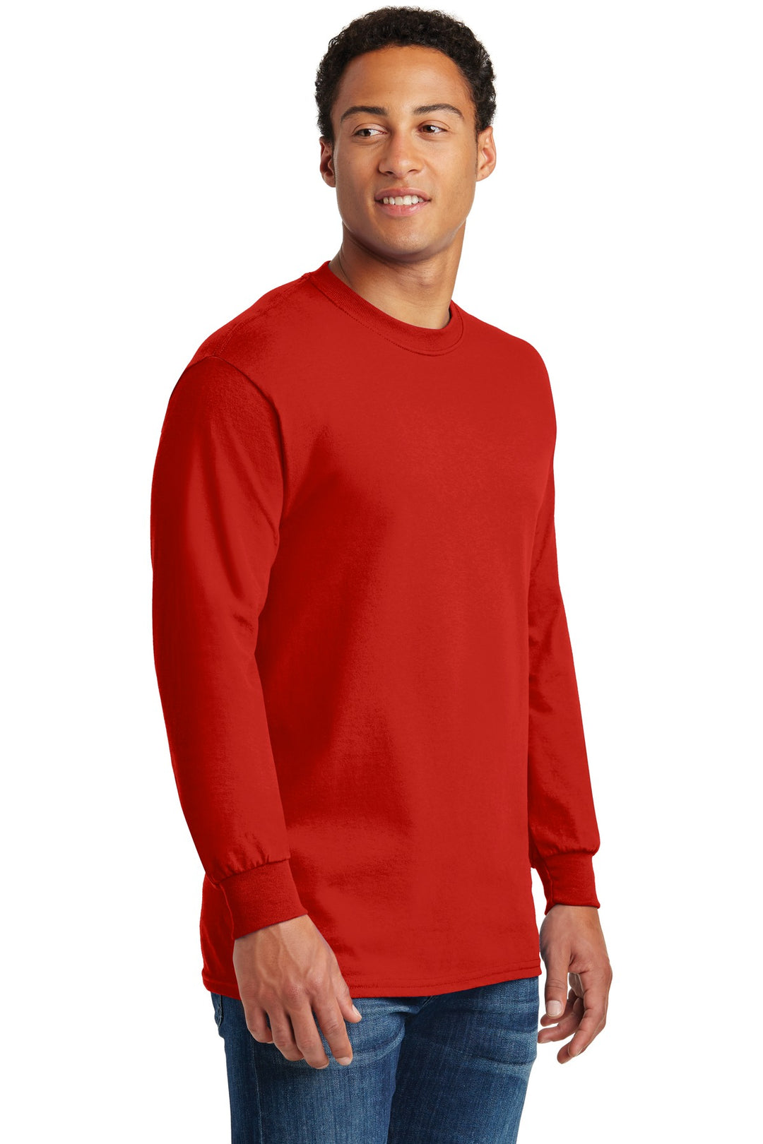 Red Gildan - Heavy Cotton 100% Cotton Long Sleeve T-Shirt. 5400
