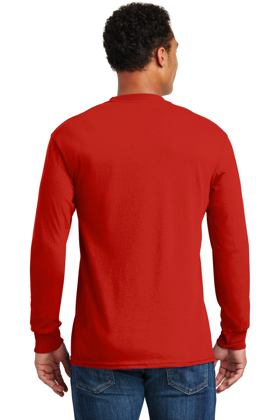 Red Gildan - Heavy Cotton 100% Cotton Long Sleeve T-Shirt. 5400